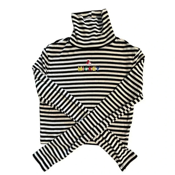 Disney x Forever 21 Embroidered Mickey Mouse Cropped Turtleneck Size Small - Picture 1 of 5